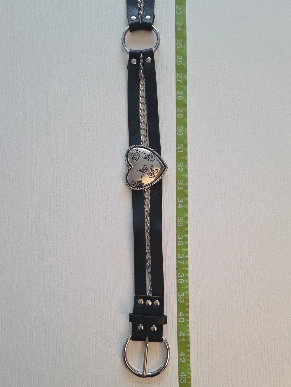 Black belt With Silver Heart Accent  Waist Belt